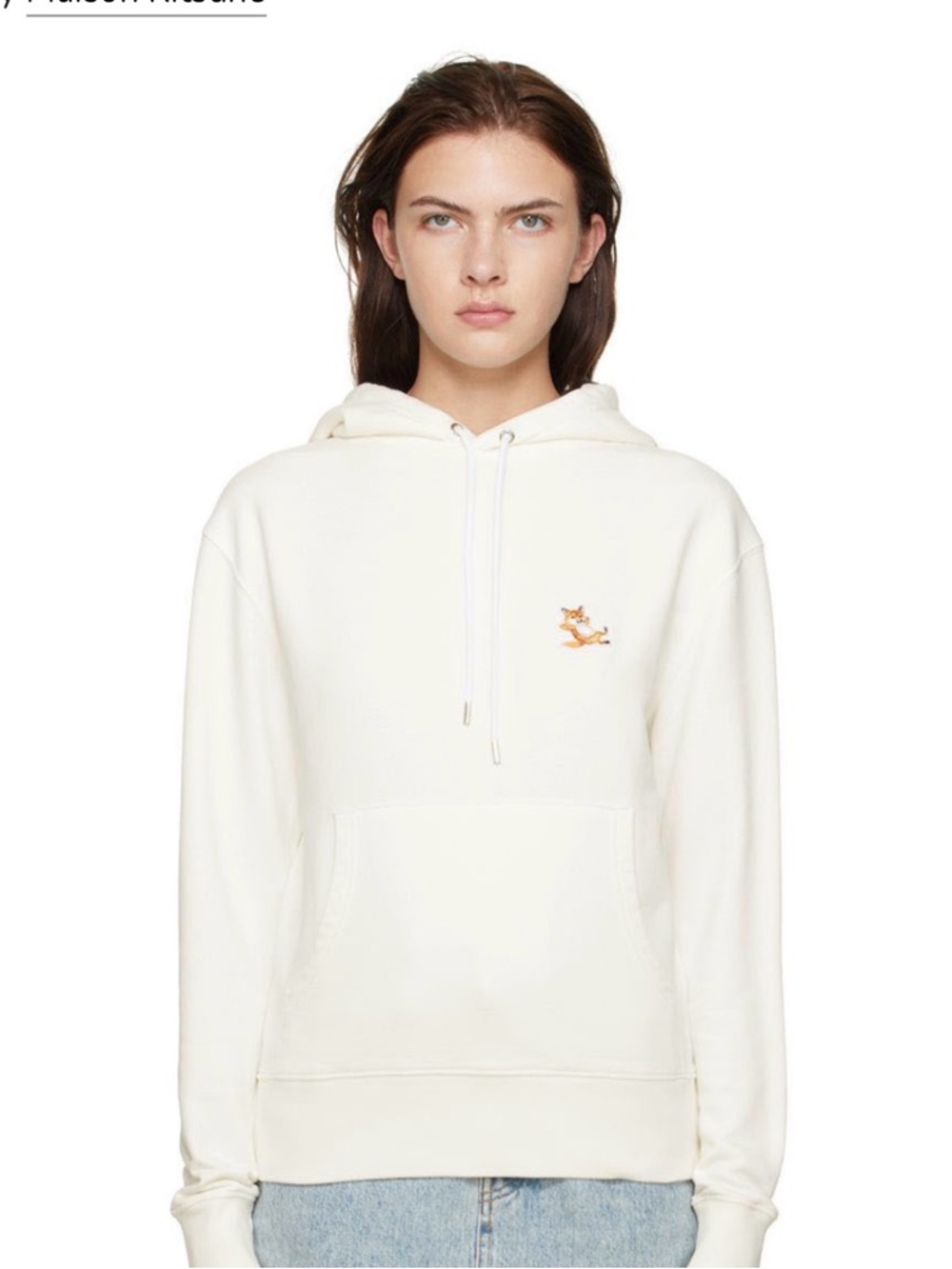 MAISON KITSUNÉ Cream Hoodie with Small Fox Embroidery